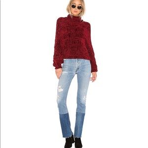 FREE PEOPLE Velvet Dreams Pullover Sweater is Wine Small-S New With Defects $198